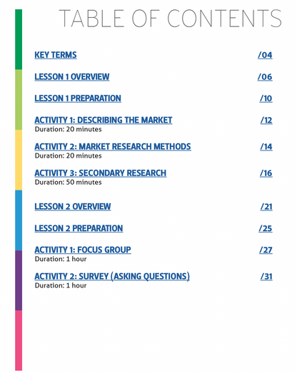 Topics in Entrepreneurship: Market Research (Grades 6-12)