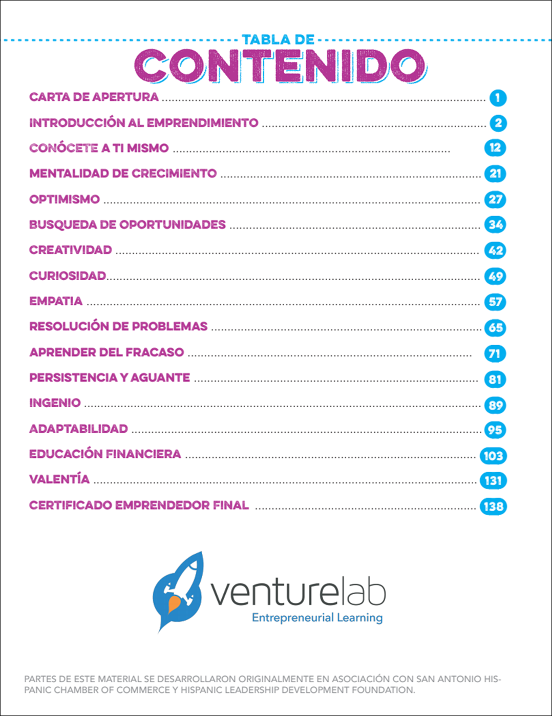 Spanish Child & Caregiver Entrepreneurial Mindset Workbook